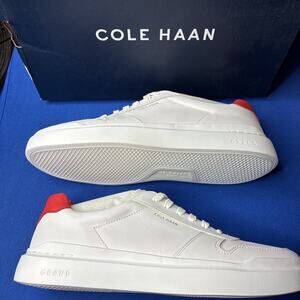 Cole Haan Women's Grandpro Rally Court Sneaker, Optic White/Flame Scarle 10.5